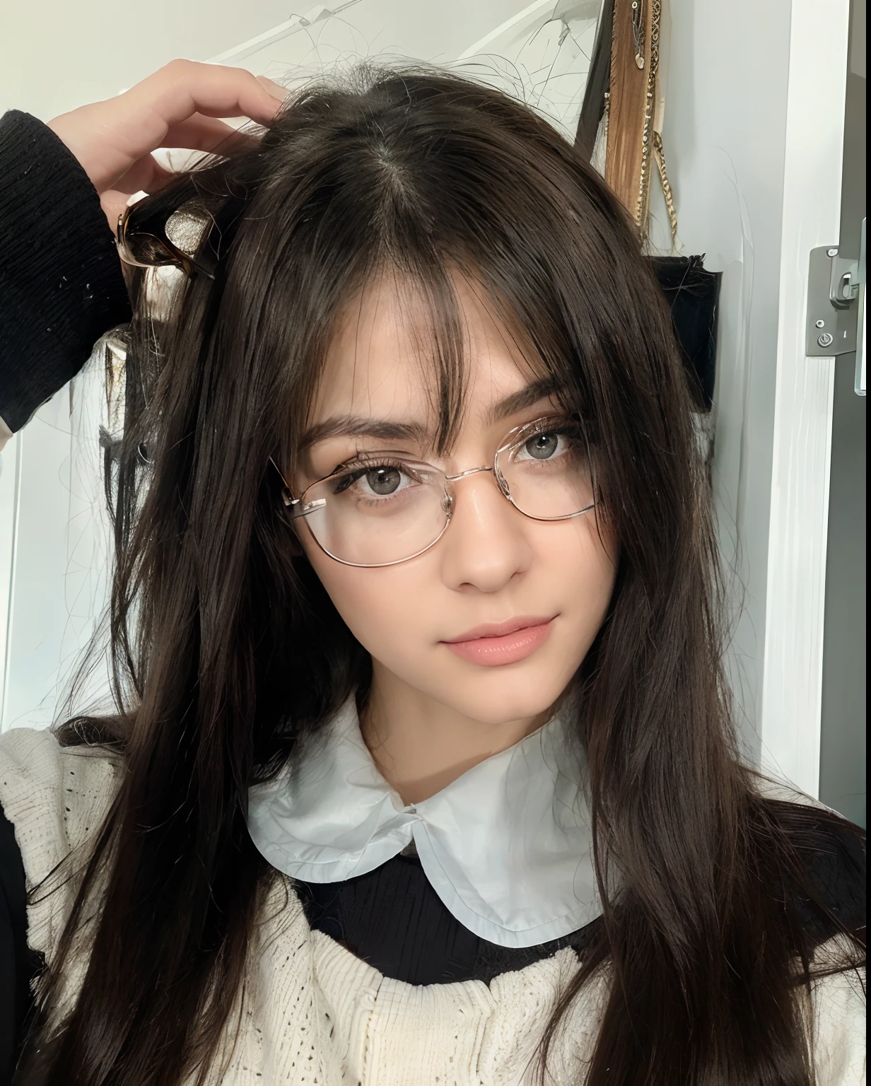 (best quality,realistic:1.37),dark eyes with glasses,detailed face,black eyes,long eyelashes,beautiful detailed eyes and lips,girl with glasses,wearing glasses,having glasses,brunette girl,stylish glasses,modern glasses,clear vision,clear sight,vivid colors,sharp focus,high-res,professional portrait,studio lighting,dark background