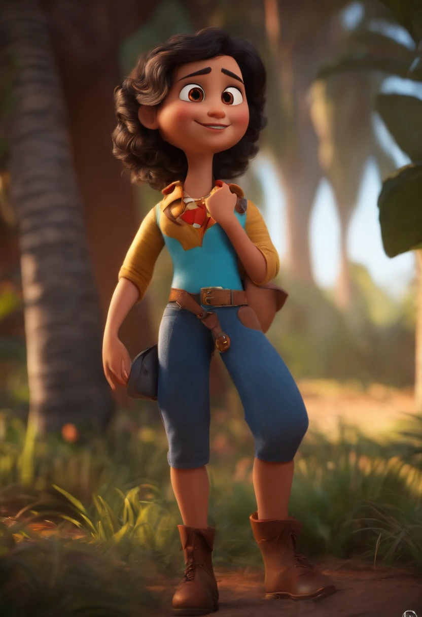 Criar um personagem no estilo pixar dentro de um jaleco. personagem morena