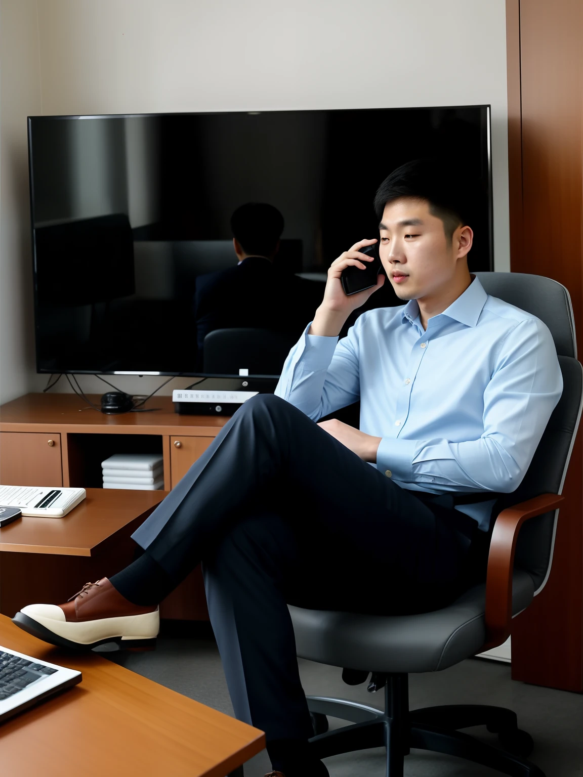 There was a man in a suit sitting down on the phone, xintong chen, zeng fanzh, 2 8 years old, steve zheng, 2 7 years old, wenjun lin, jinyiwei, Lin Qifeng, justin sun, huifeng huang, peter xiao, Leng Jun, 2 9 years old