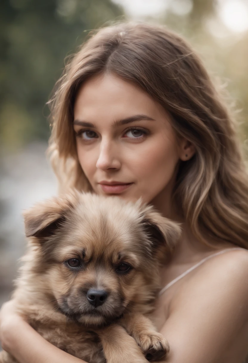 uma menina e seu cachorro na sala de estar, noite de inverno aconchegante, Divirta-se, fotografia muito realista, detailed facial expressions, olhos realistas, no watermark, canon photography, 50 millimeters