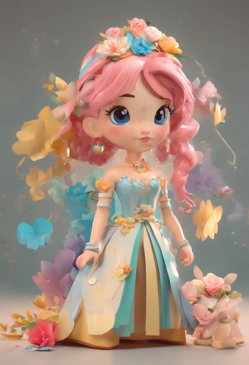 best quality, master part, fotorrealista, extremamente detalhado CG unidade 8k papel de parede, Chibi,1girl, Elsa,sozinho, cheio_corpo, sorrir, Olhando_em_visualizador, ao ar livre,