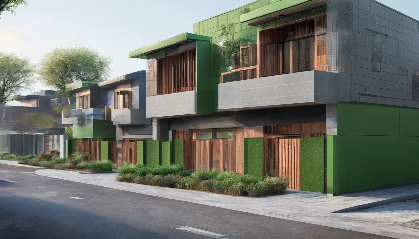 Ancient building street in southern China，Facade house，Green brick and gray tiles，Brick and wood construction，Panoramic view。