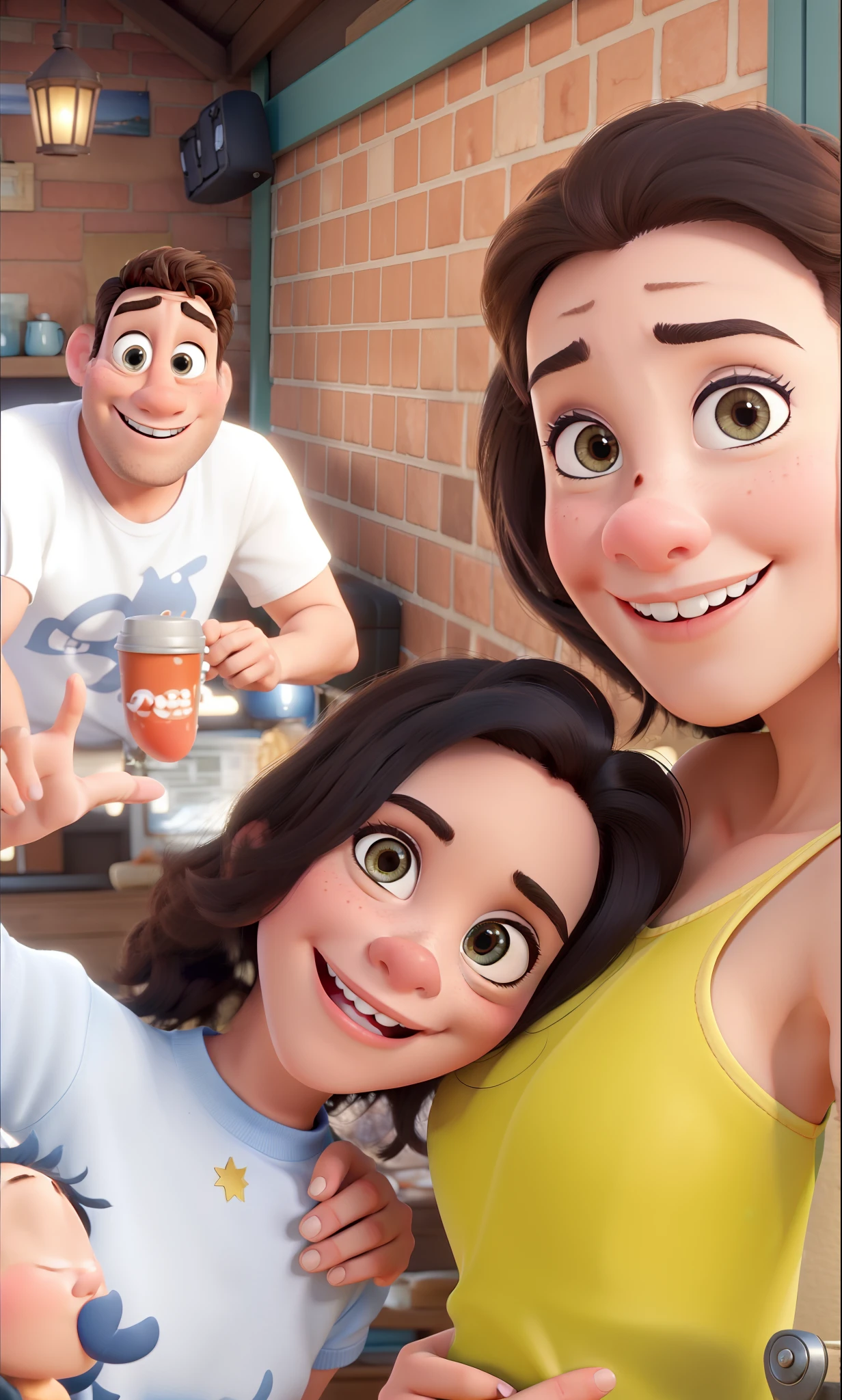 A couple in great quality and definition in the style of Disney pixar