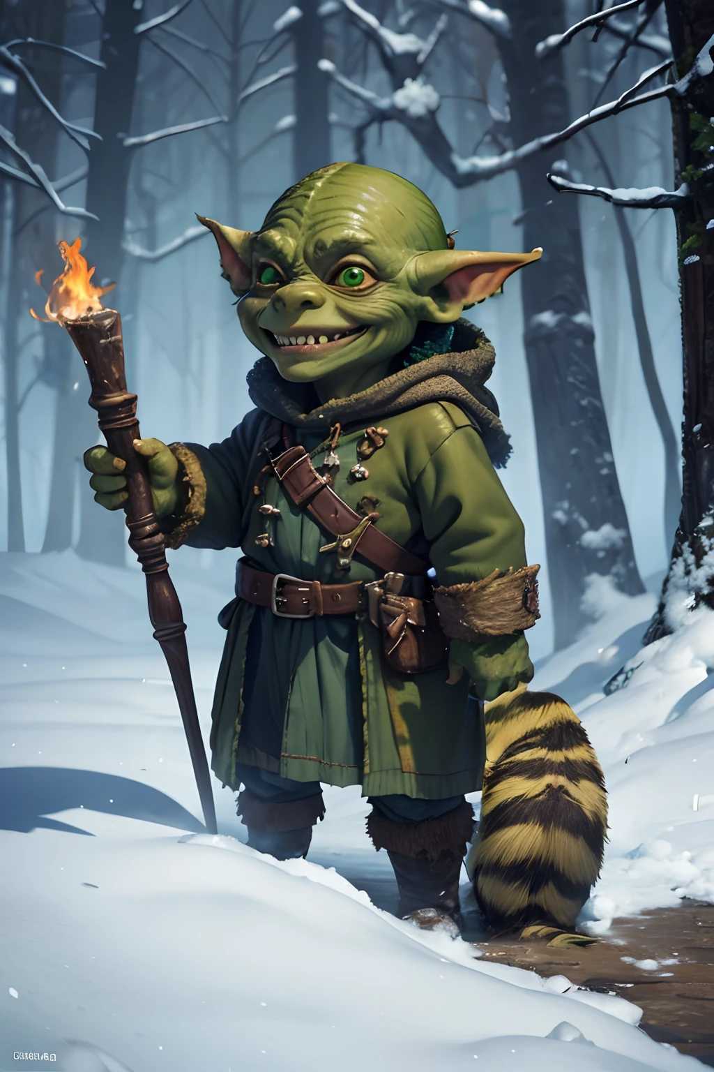 small ears, goblin has small green ears