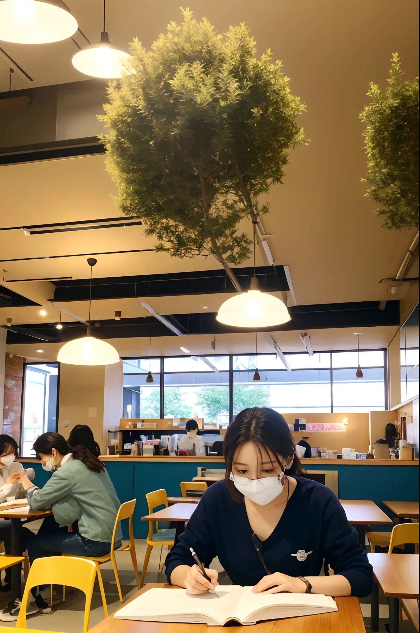 cafes、study、Study seriously、
