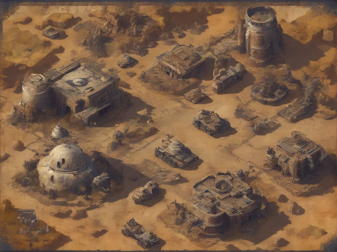 Wasteland,Technological,Futuristic,8K,High quality,High-tech,Post-apocalyptic wars,The breadth of the landscape,ultraclear,Masterpiece,Shades of white,Low saturation
