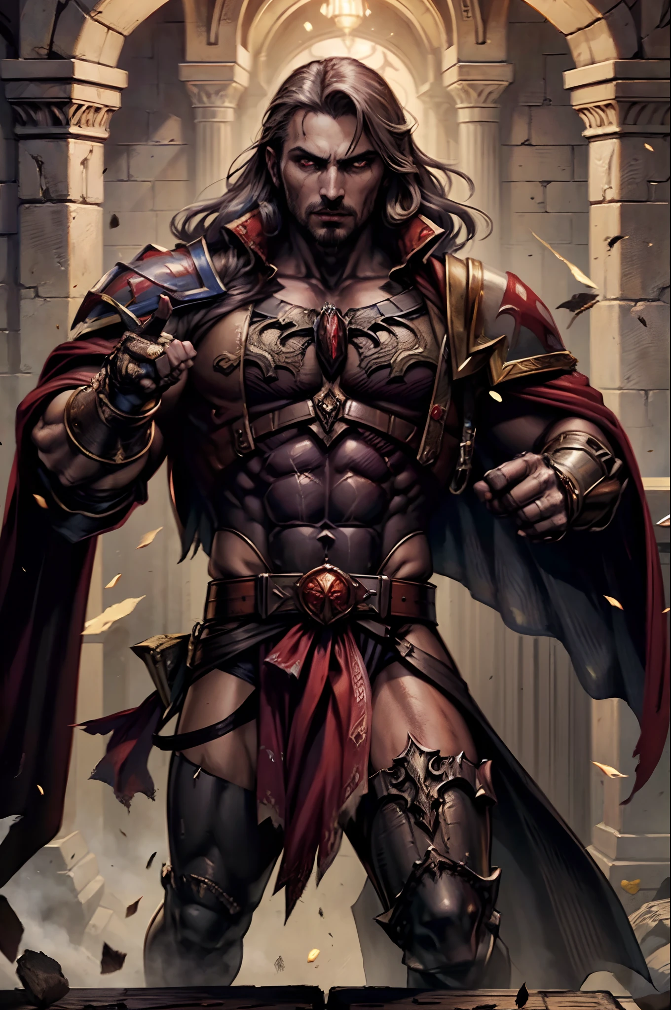 Castlevania Lord of Shadows Hyper Realistic Super Detailed Dynamic Shot Centerpiece Cinematic Scene Arabic Moroccan Handsome Muscular Lord Dracula