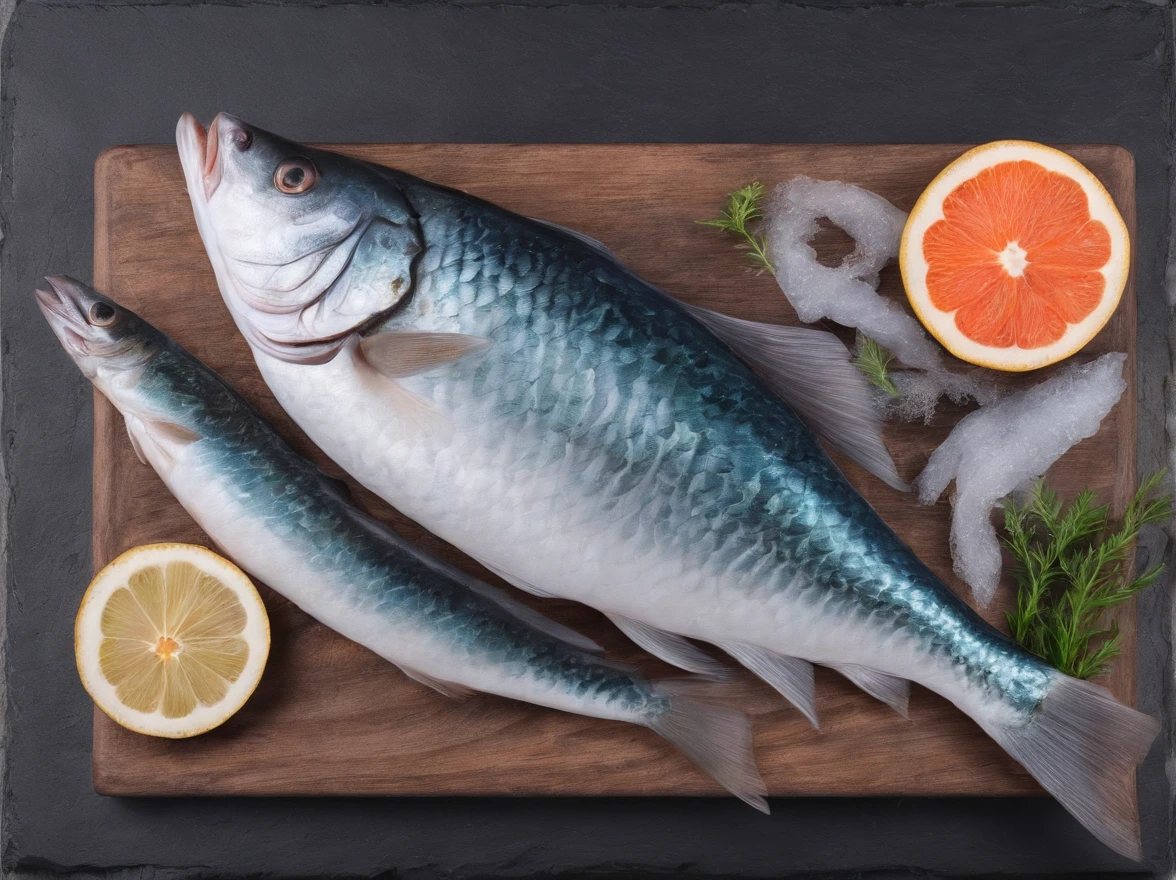 Fresh fish，(Masterpiece), (Best quality), Realistic, Cinematic light, 8K