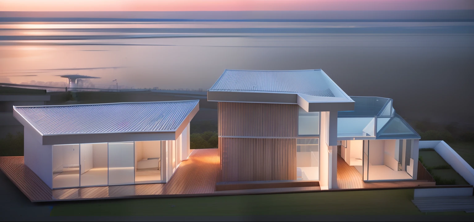 a rendering of a house with a glass roof and a small balcony, concept house, 3 / 4 view, 3/4 view, concept drawing, front side views full, concept image, render 3 d, 3 - d render, 3 d rendering, 3d rendering, wide establishing shot, frontview, concept design, conceptual rendering, front perspective, 3d-render