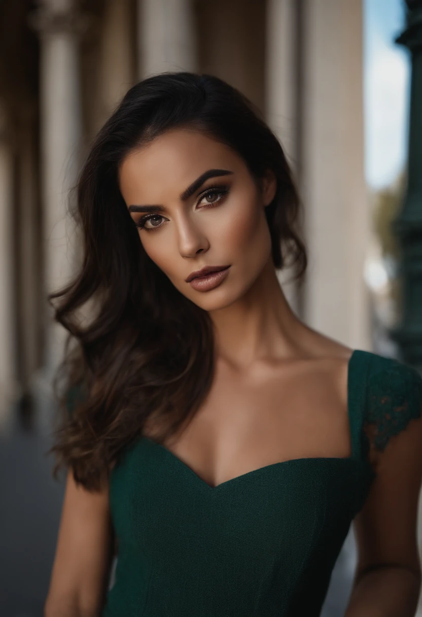 femme brune, latina, fashion, yeux claire, maquillage naturelle, regarde la camera, portrait americain, vetement glamour, Paris, vetemant chic, vetement automne, regard la camera