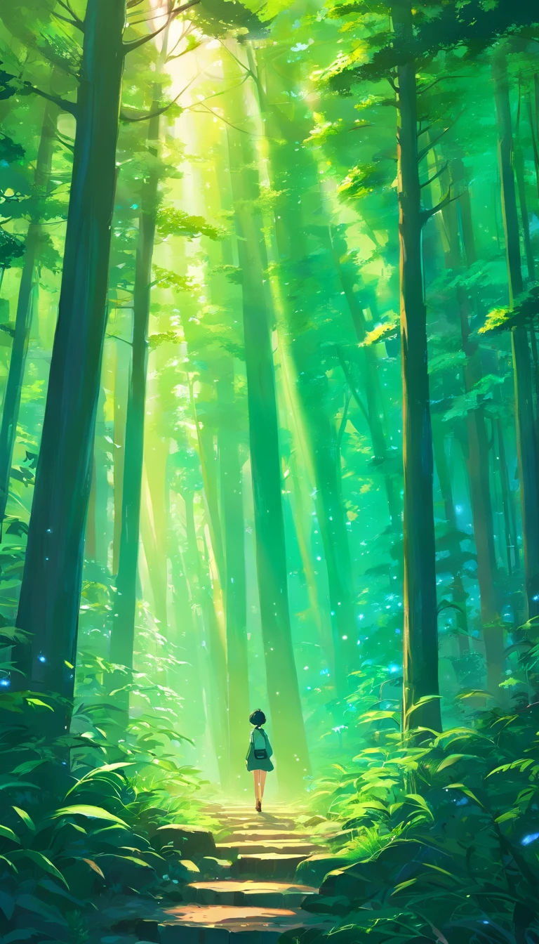 Deep in the forest, Shimmering, mysterious, back, Green, Dark tones
