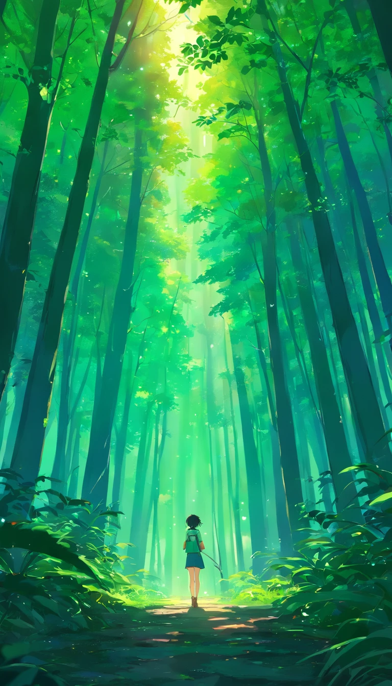 Deep in the forest, Shimmering, mysterious, back, Green, Dark tones
