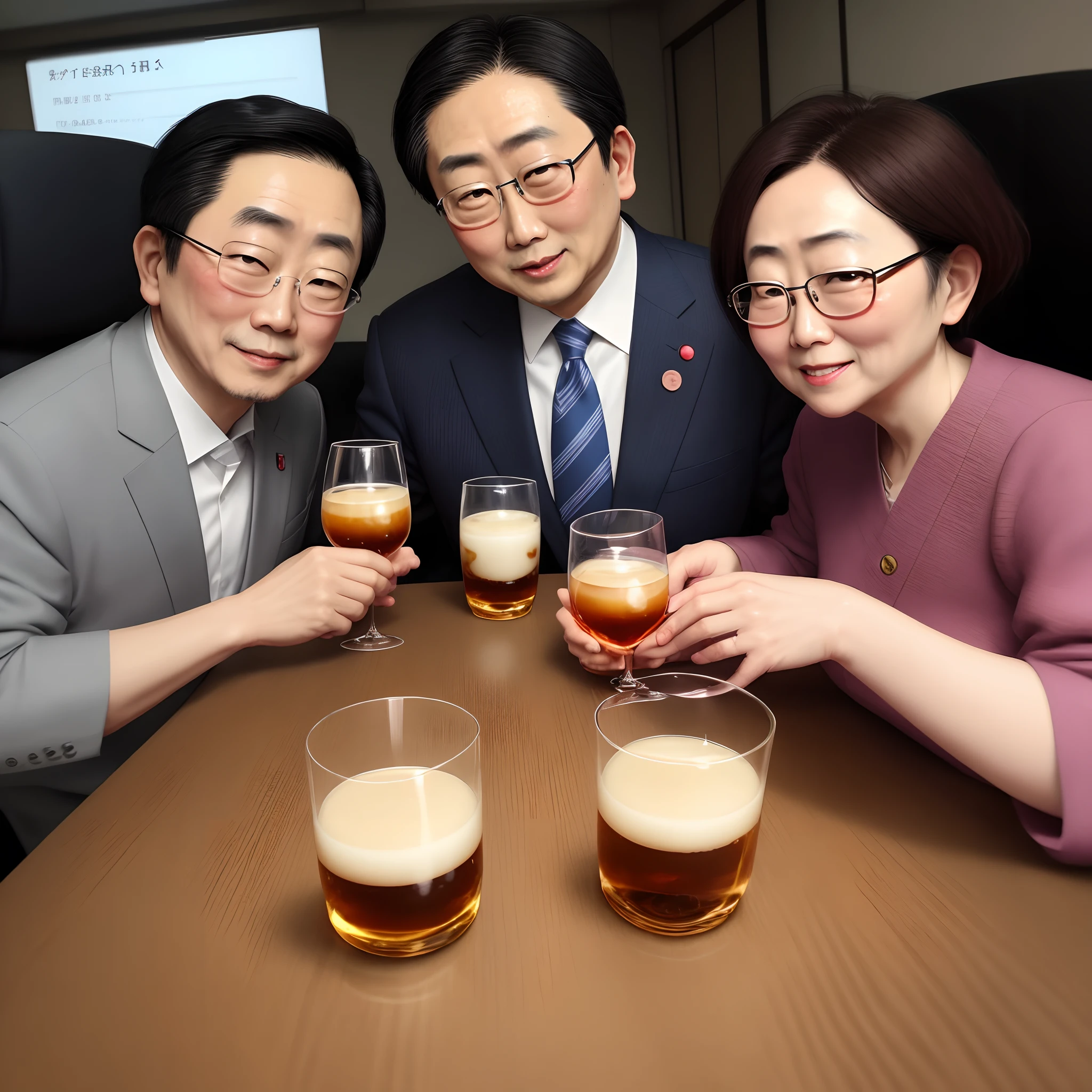 Japanese、40ale、company employee、suit、drinking party、Drunk、Cheers、Beer