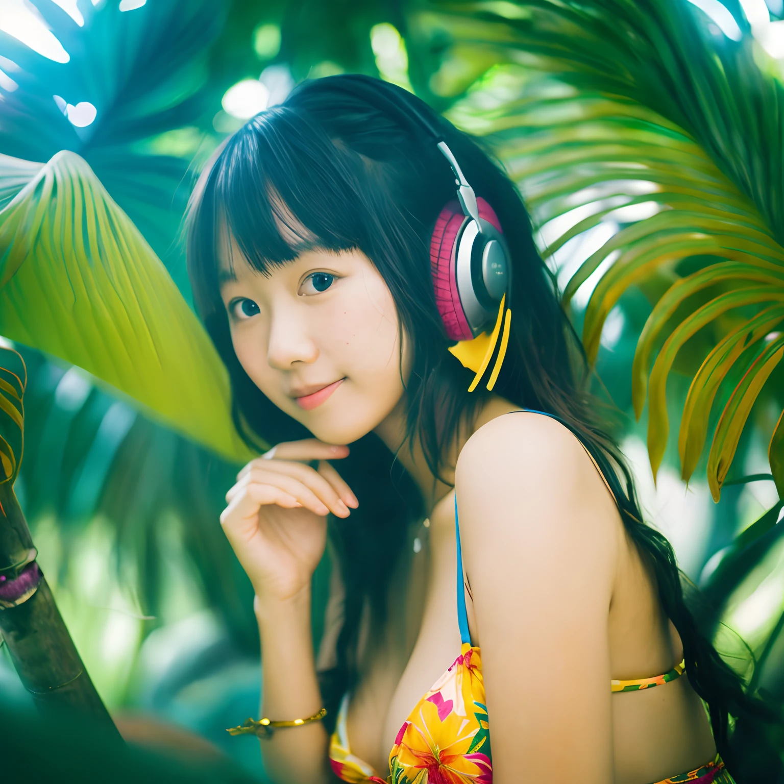 Tropical islands　beautiful  Girl　doress