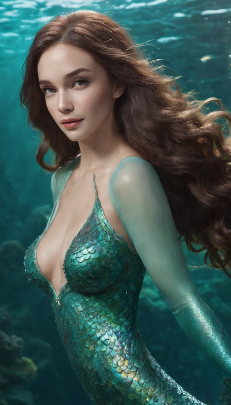 (professional 3d render:1.3) ((Mermaid swims all over)) (Realistic:1.3) most beautiful artwork photo in the world,(((Brown hair))), (( Brown eyes)), brunette, Caucasians, ((long mermaid tail)), (((Detailed mermaid fins))), full bodyesbian, sport, Features: Soft and shiny, ((Epic mermaid fantasy long hair in dynamic pose,Full tail, Fantastic location, Majestic cluttered environment)), full body 8k unity render, action shot, skin pore, heavyshading, Detailed, Detailed face, (vibrant, photograph realistic, Realistic, Dramatic, Dark, Sharp focus, 8K), (fish scales:1.4), ((((Mermaid tail)))), (Intricate:1.4), decadent, (Highly detailed:1.4), Digital painting, rendering by octane, art stations, concept-art, smooth, Sharp focus, illustration, Art germ, (loish:0.23), (Global illumination, Studio light, volumettic light), Underwater, Ocean, lotr, fantasy, mermaid, ((Sea backgroun:1.3)),CGSesociety,art stations,((hand up1.3)),((armpit1.3))