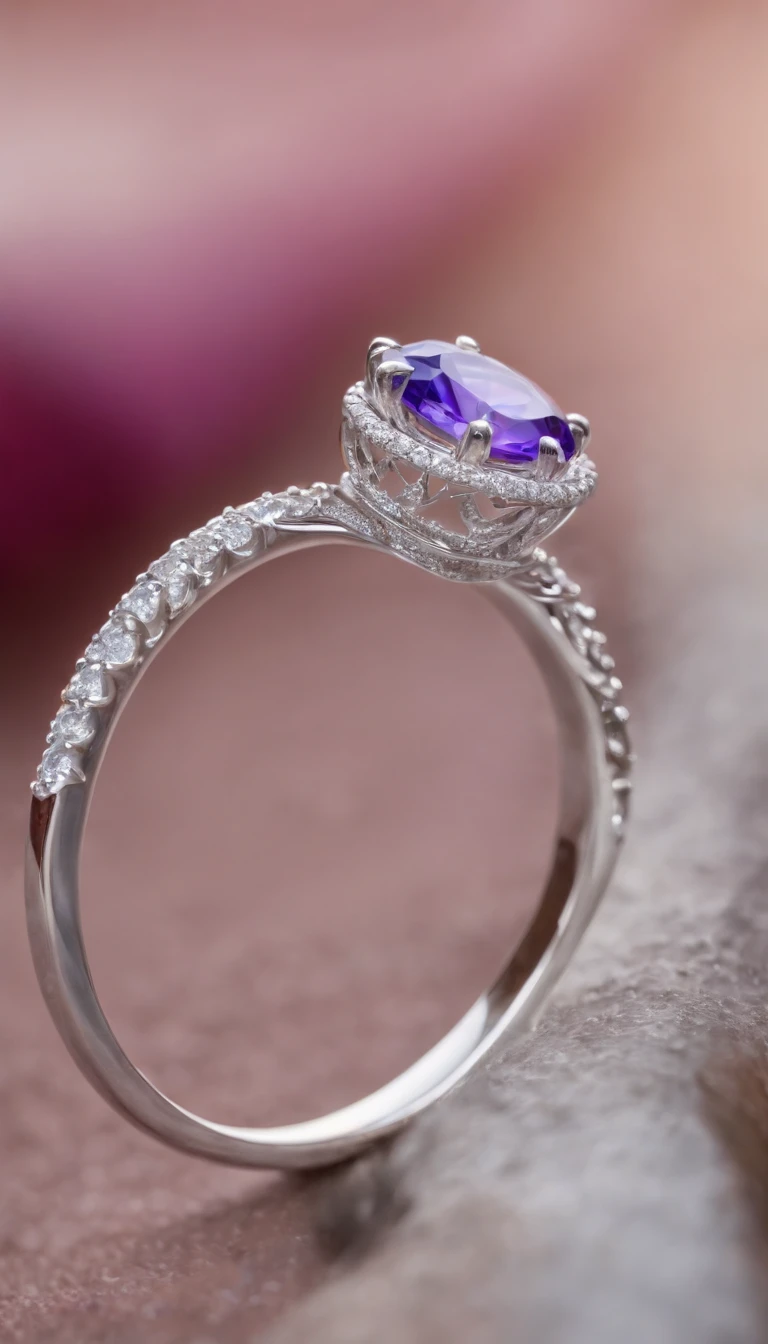 Masterpiece,highest quality,(Nothing but the ring),(No Man),Ring set with phoenix,starrysky,Wrapped around the end from beginning to end,Delicate silver ring,Starry sky in the ring,The sheen,inverted image,Sparkling blue-purple gemstones,Elegant and noble,simple backgound