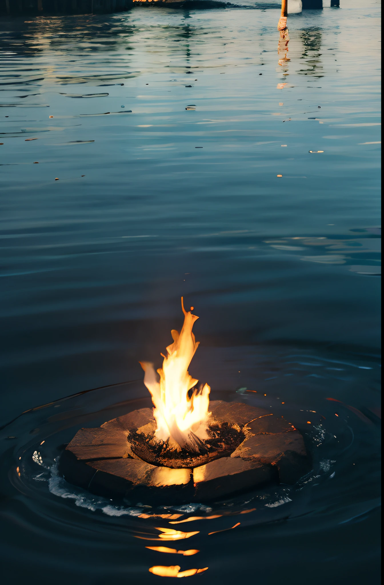、The flame burns in the water