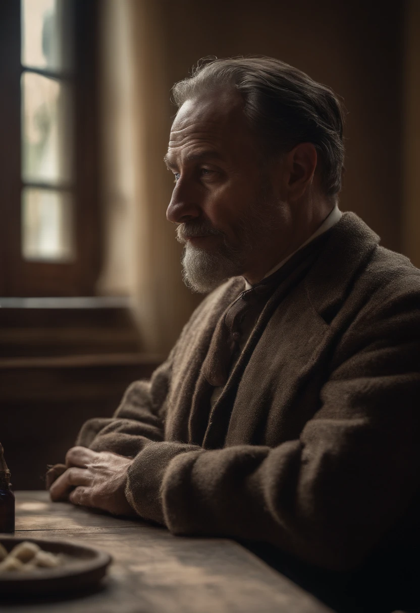 Générer l’image d’un homme avec barbar, Ingénieur assis à la conception à une table original