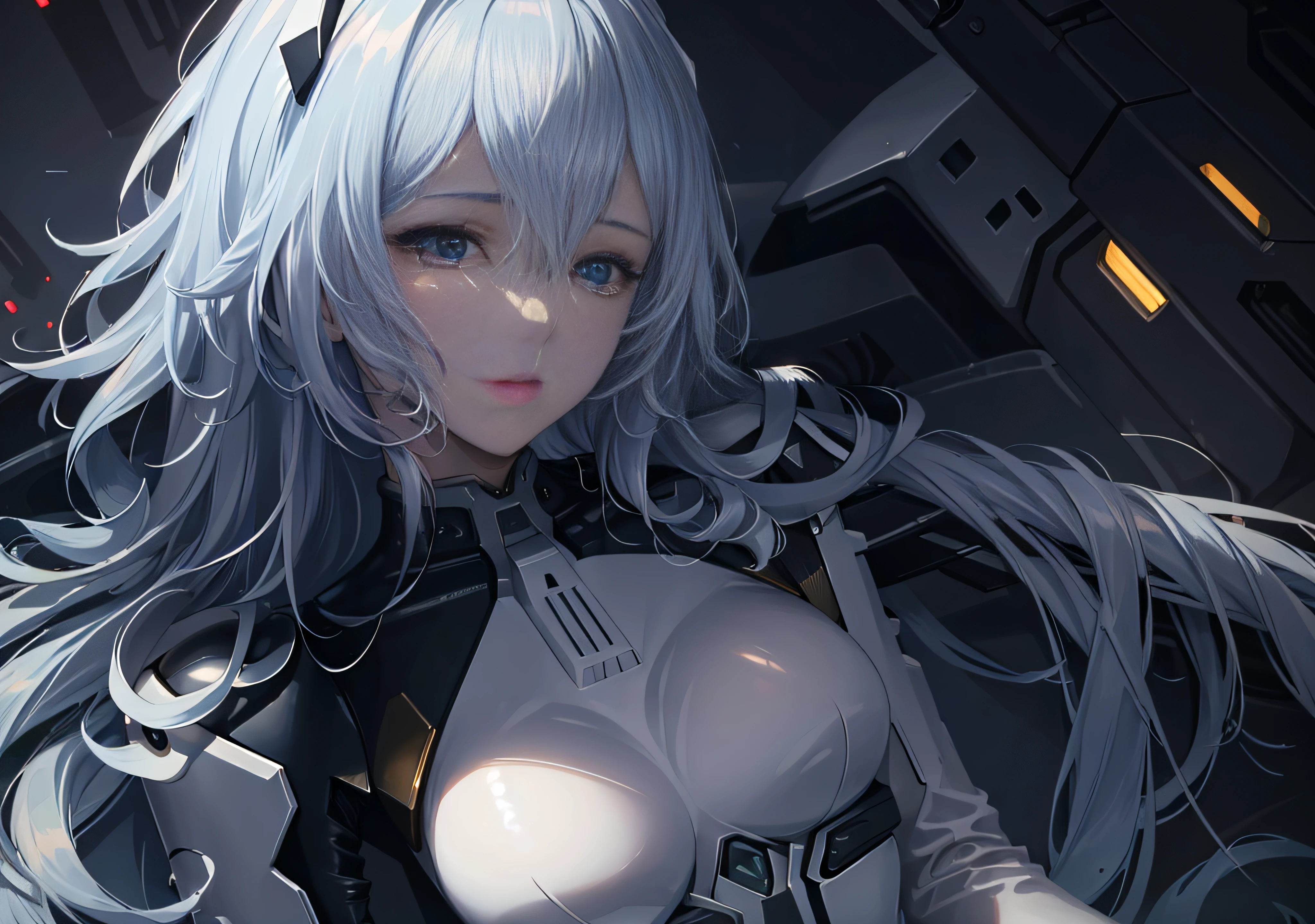 (((only one person))), (((only one face))), inside the cockpit, precision equipment, a beautiful woman in a Gundam pilot suit sitting in the cockpit, movie scene, 8K quality, (((whole body))), (masterpiece), realistic, young and cute one anime woman, beautiful face, sunshine, cinematic light, one beautiful woman, beautiful dark eyes, milk beige medium hair , perfect anatomy, so cute, princess eyes, (black eyes), intermediate image, style, bioluminescence, life-size 8 sizes, 8k resolution, human hand, strange perfection, elegant, near-perfect, dynamic, Highly detailed character sheets, concept art, smooth placement, stunningly beautiful 20s girls, detailed hairstyles, (((Determination-filled dignified eyes))), (((A lot of instruments emitting a faint light in front of the girl)))