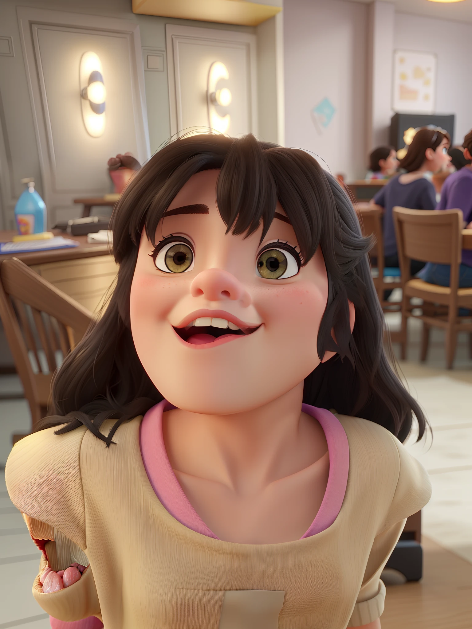 A photo of a beautiful girl sticking out her tongue in Disney pixar style, alta qualidade, melhor qualidade