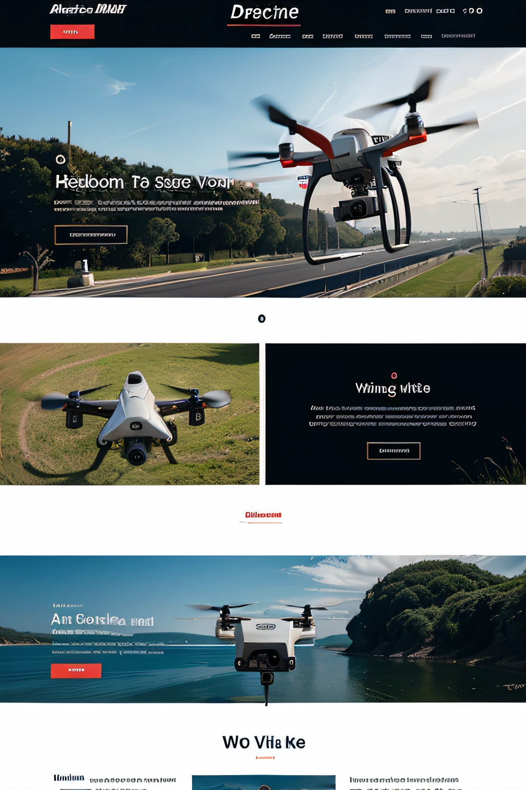 A drone website with landing page Banner