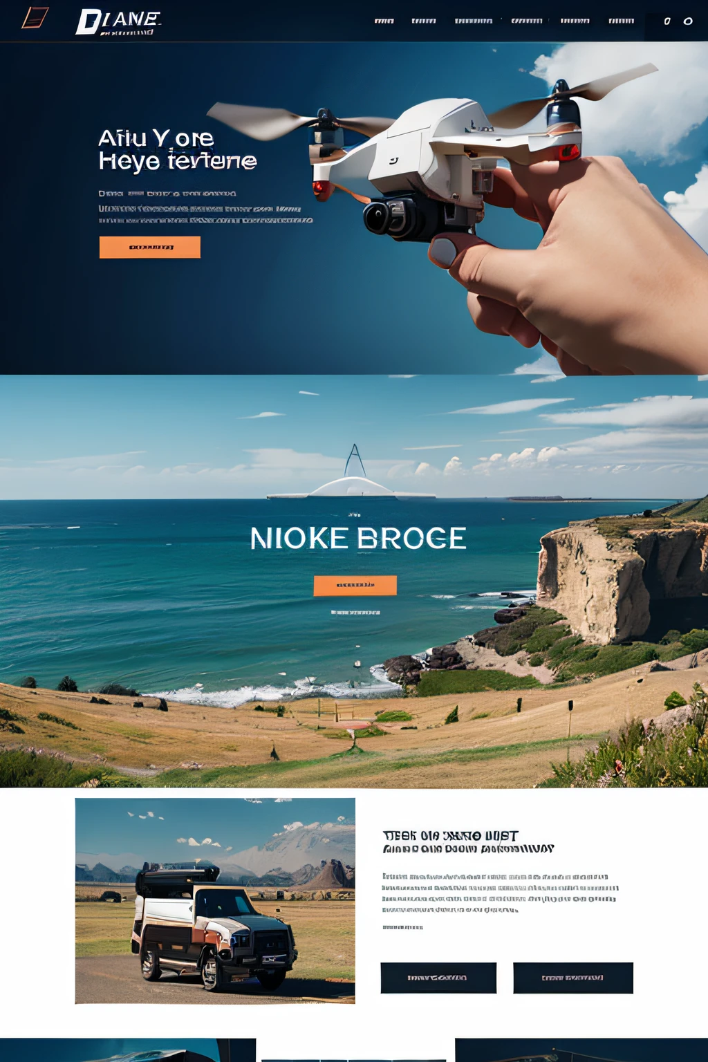 A drone website with landing page Banner