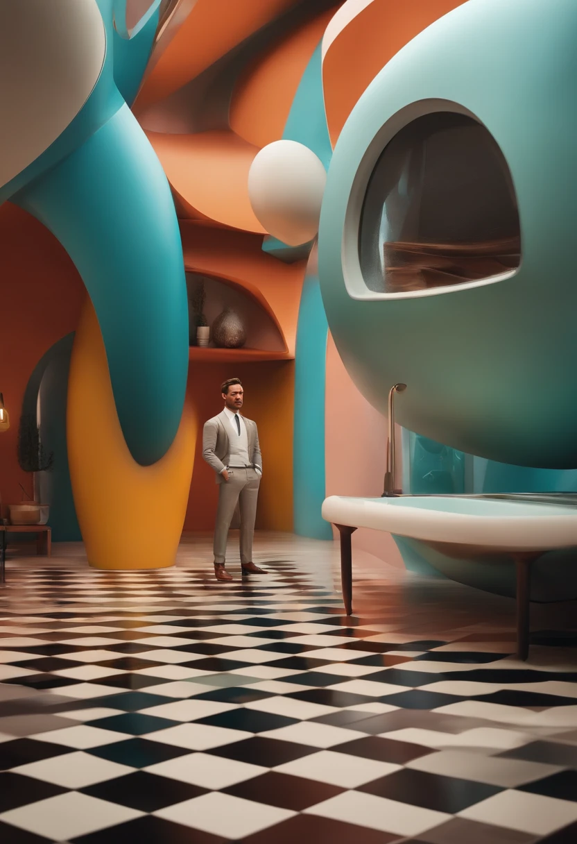 Um arquiteto de sonhos futurista, mas realista, inspired by Pixar animation, de perto. The character takes center stage with captivating facial expressions, oferecendo um toque de irrealidade.