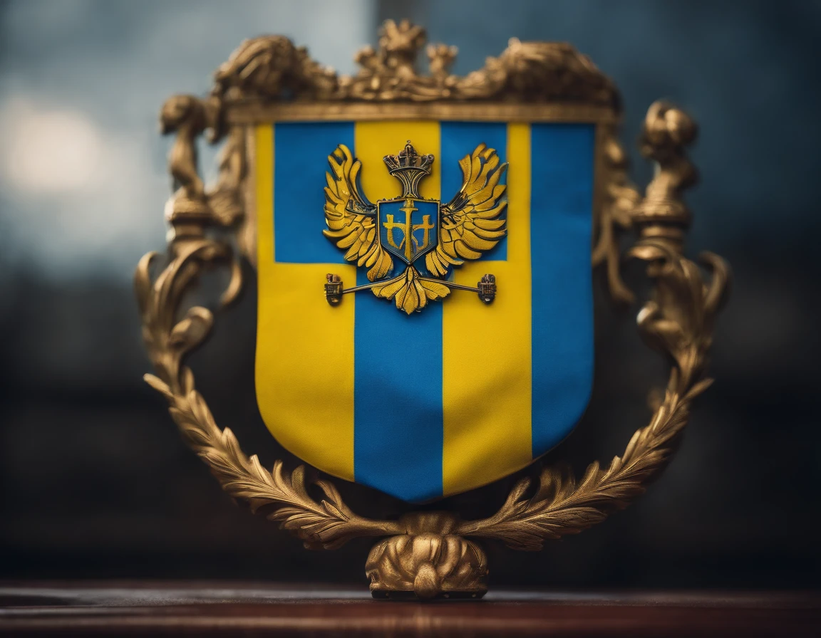 Ukrainian flag and coat of arms