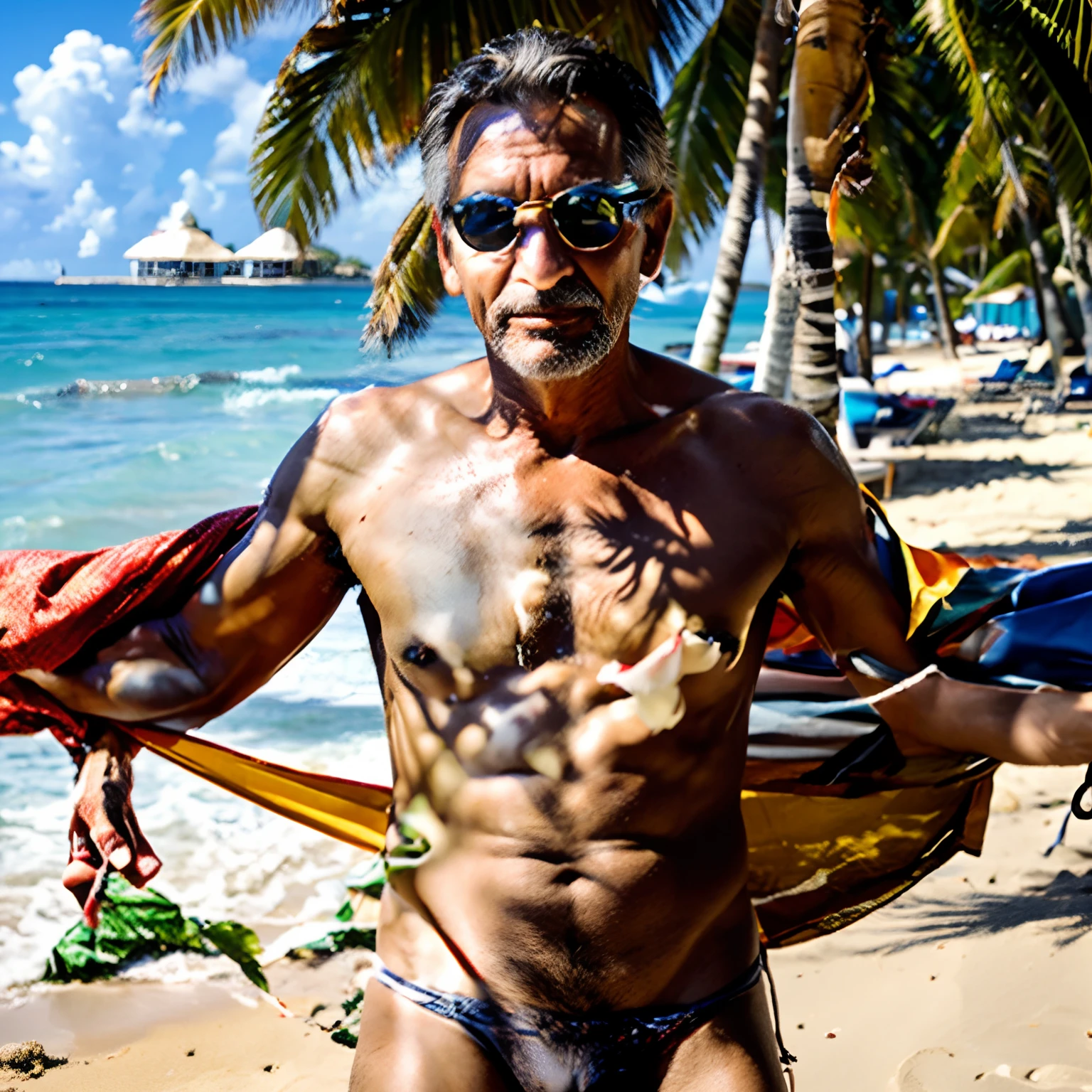 60-year-old man on a paradisiacal beach