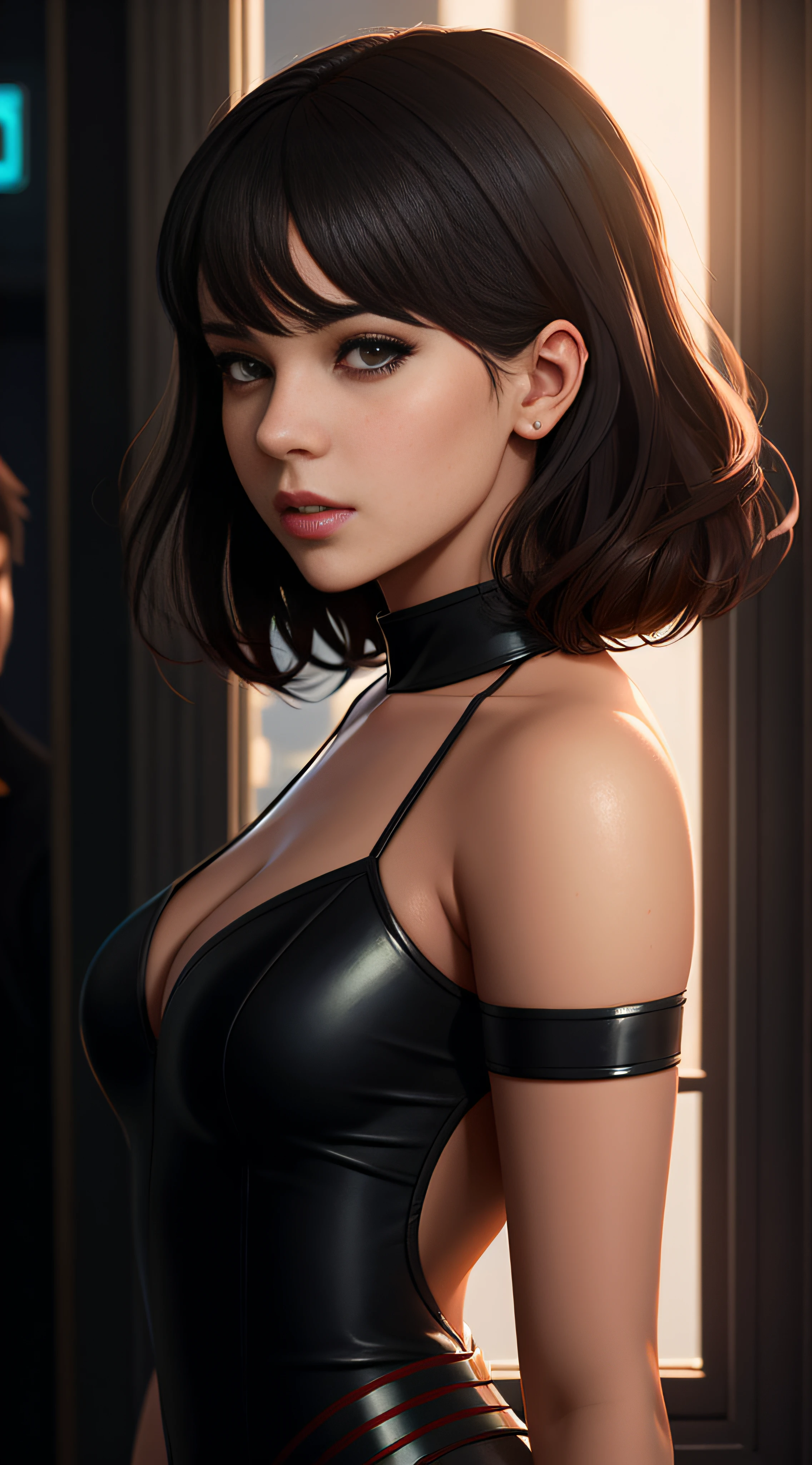 beautiful woman, seductor, ojos sexys, vestido rojo, frente para mostrar, Reina, cabello rosado, delicado, joven, pelo corto, cuerpo completo, de League of Legends, Tendencia en ArtStation, por RHADS, Andreas Rocha, RossDrew, Makoto Shinkai, Laurie Greasley, Lois Van Baarle, Ilya Kuvshinov y Greg Rutkowski, Altamente detallado, high resolusion, 8k