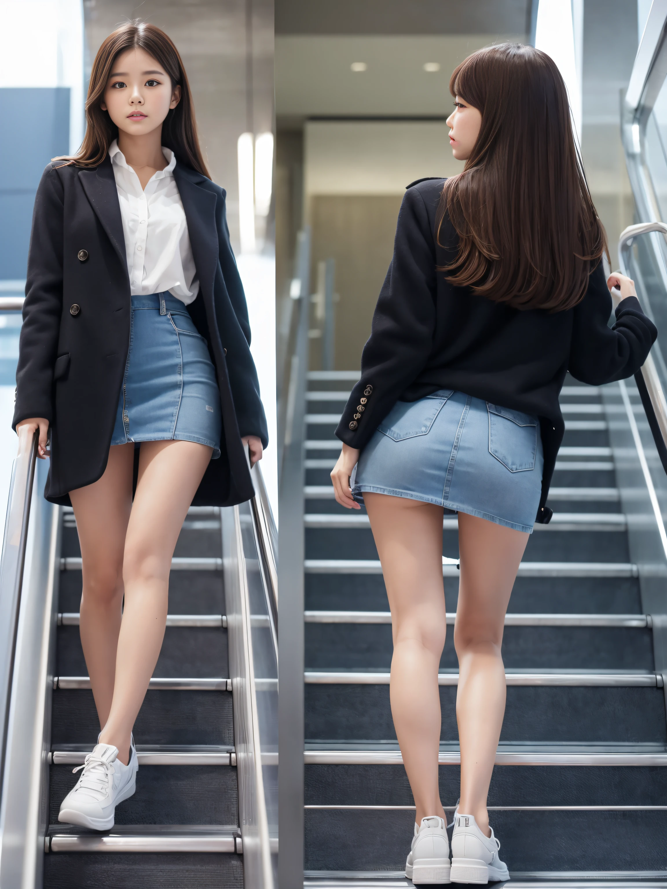 ((masterpiece)),(((Highest quality))),Thin thighs,Long legs,An 18-year-old high school girl standing on the school steps,White shirt,Blue and red plaid mini skirt:1.5,The best smile,White panties:1.5,Short-cut blonde:1.5,short side wave,Carrying a black backpack,Exposed buttocks,Wear black loafers,Lower body zoom up:1.5,Butt sticking out pose:1.5,Stand with your feet apart:1.5