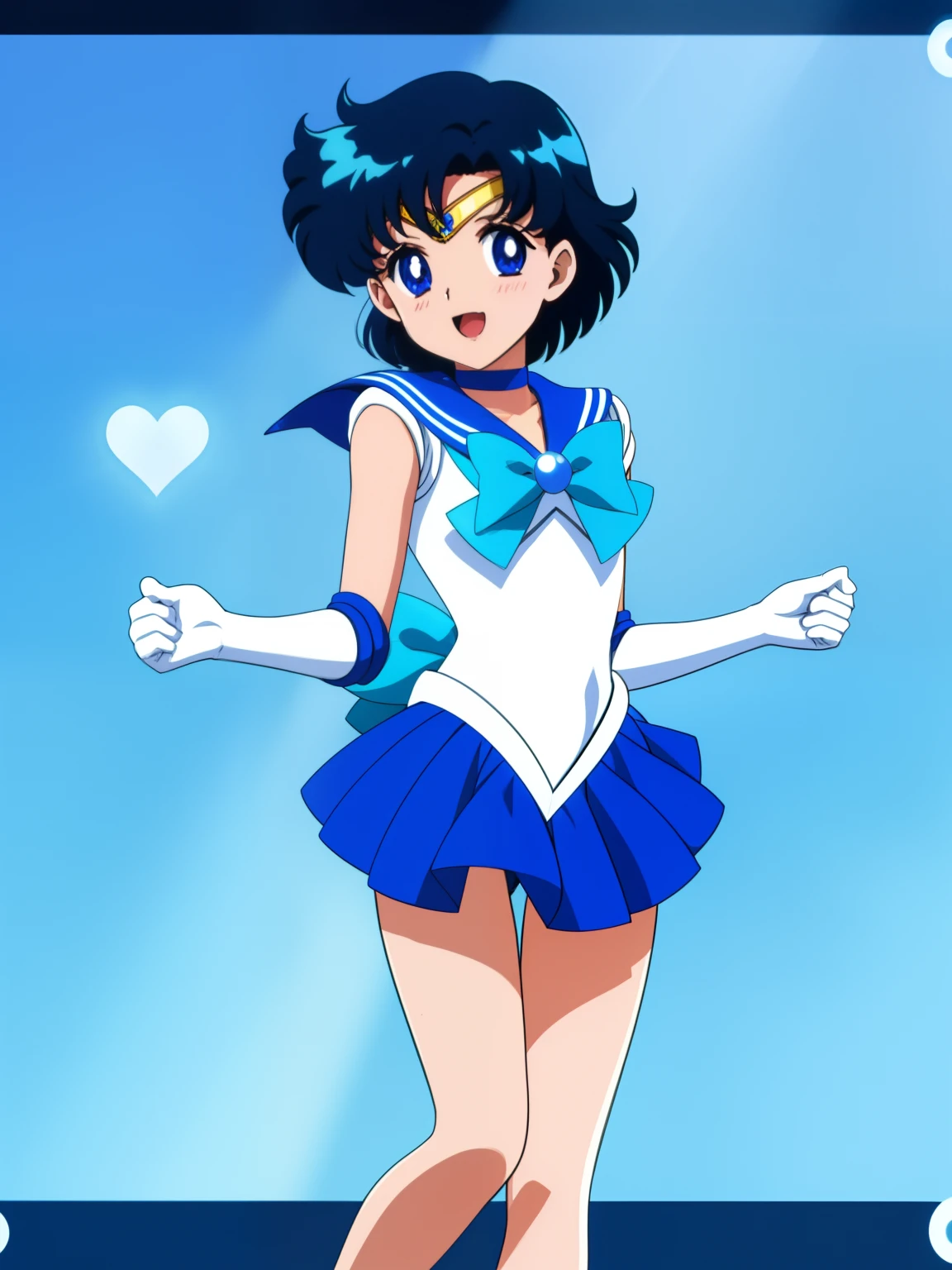 Sailor Senshi Uniform、sparkle、Sailor Mercury、Anime Boy、 boys、Ami Mizuno、gender change、gender change(Girls to boys)、circlet、Blue sailor collar、solo、Sky blue bow tie、Blue-eyed boy、Short blue-haired boy、a blue skirt、Blue choker、Blue knee boots、skirt、bow、back_bow、rating:safe、boots、Magical Boy、Bare shoulders、bare legs、knee_boots、sparkle_background、white glove、jewelry、smile、elbowgloves、耳Nipple Ring、blue_bow、sky blue_bow、open_mouth、heart、White leotard、highleg leotard、robe blanche、full_body、blue_background、white_background、looking_at_viewer、indoors、room、lens_flare、a miniskirt、pleatedskirt、Muscular men、(1990's\(styles\):0.9)、Ecchi anime style、Enchanting anime boy、Classic Boy、High quality anime art style、anime moe art style、masterpiece、