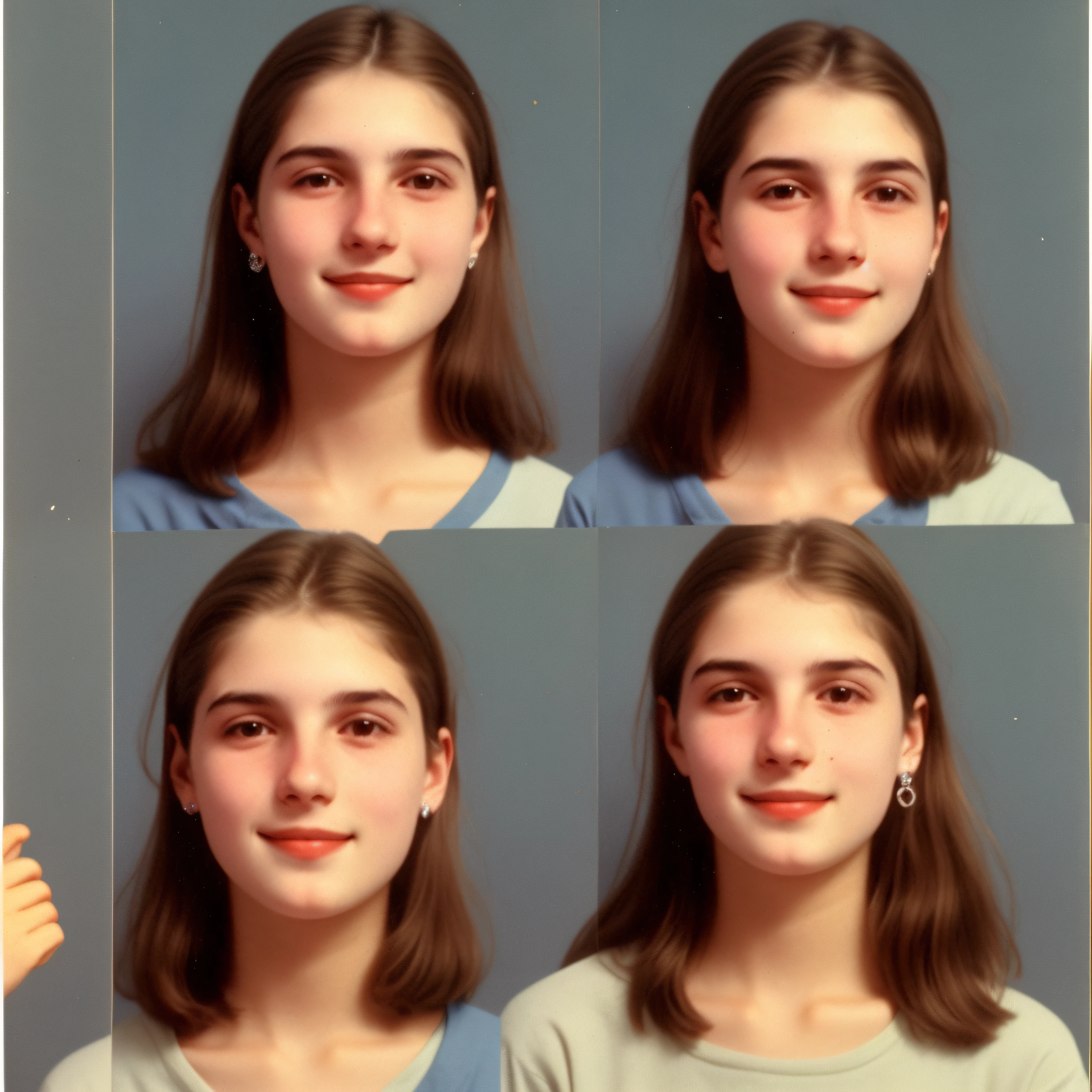 Um rosto feminino desgrenhado, uma jovem de cerca de 21 anos, olhando intensamente para a frente, slightly pale skin, com um muito ligeiro, Almost imperceptible smile.