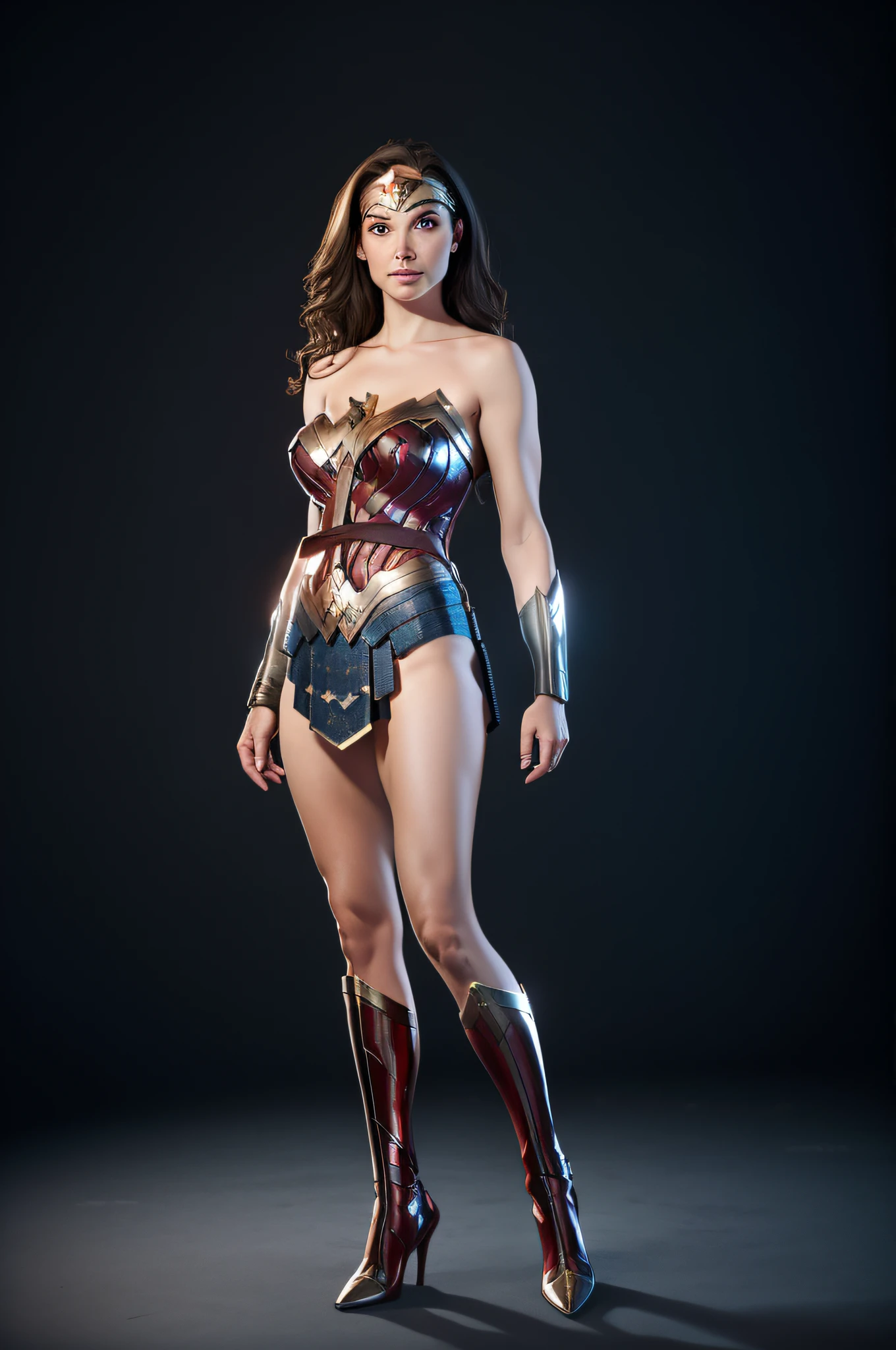 Wonder woman, Portrait photo by Altgarm, realism style, Glowing skin, , Full body,large udder,