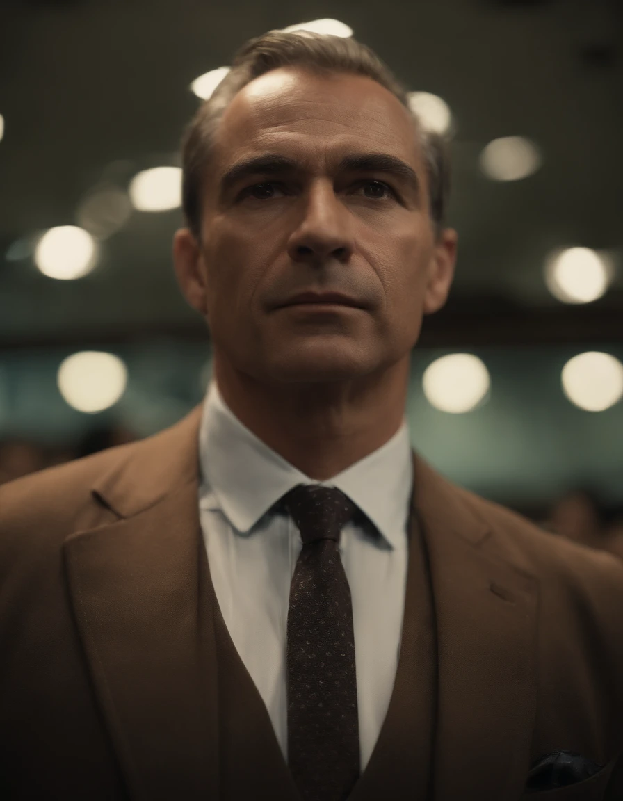 cinematic portrayal, ((parte superior do corpo)), facing the audience, (realidade :1.3), Foto de arte mais bonita do mundo, A man looks at the camera, Looks terno e gravata, executivo ocidental, rosto bonito detalhado, s office, (intrincado :1.4), Fundo ocidental, fotografia realista, Durante o dia, CG, Stand de Arte
