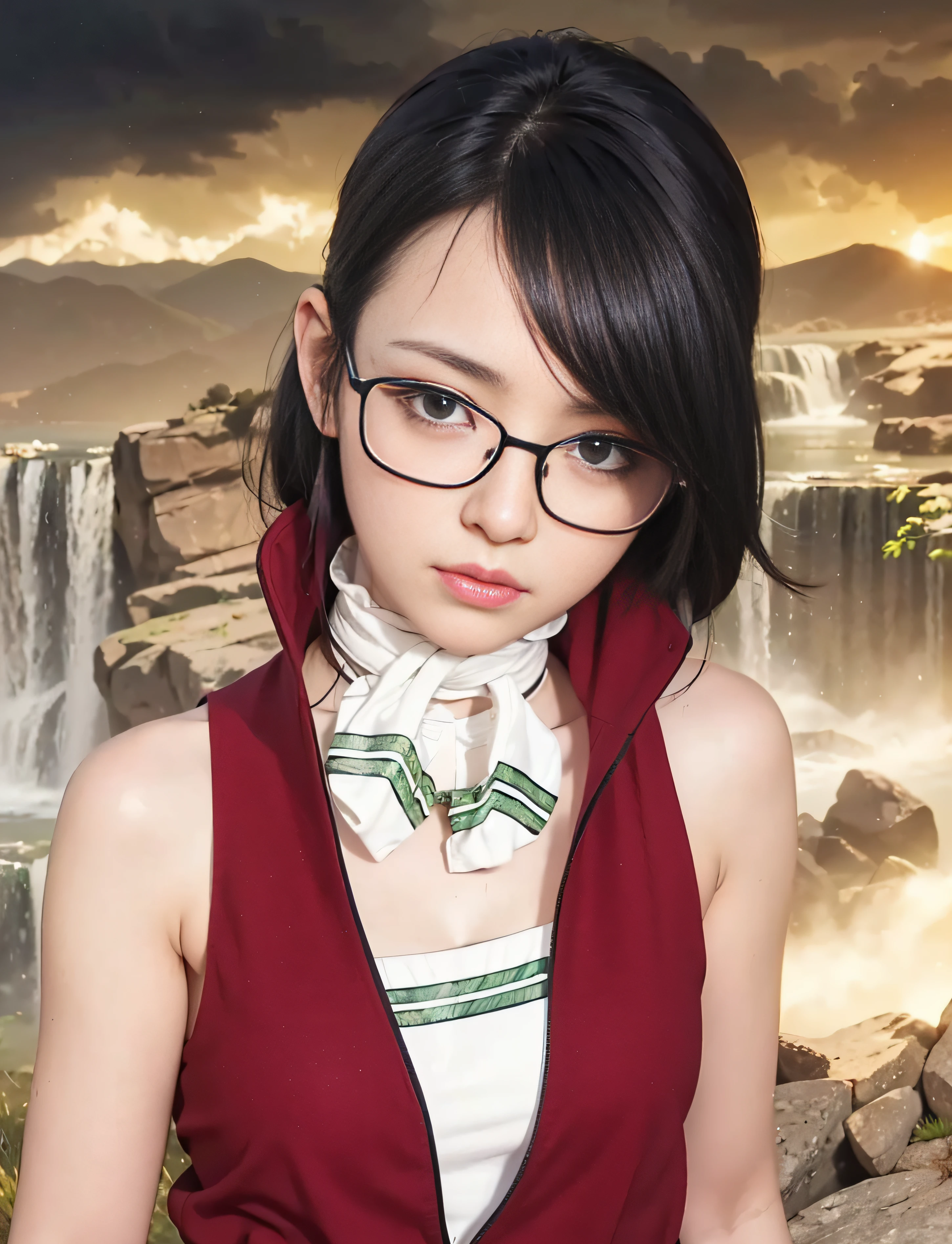 masterpiece, best quality, (realistic, photo-realistic:1.4), (RAW photo:1.2), extremely detailed CG unity 8k ,(wearing black rimed glasses:1.3)