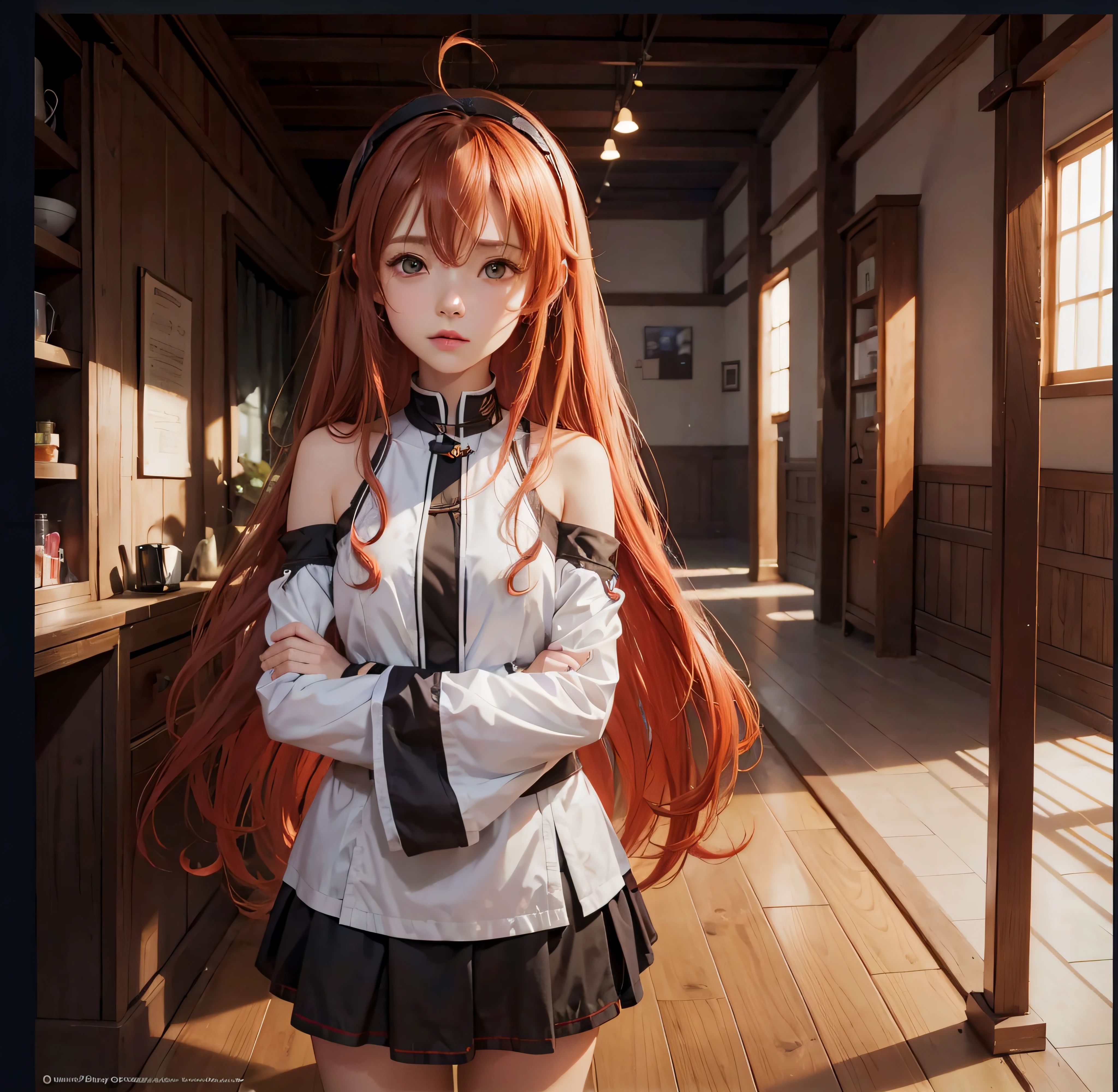 Realistic, Asuna Yuuki, ultra detalhe, cabelos vermelhos, olhos ultra detalhe, queixo fino