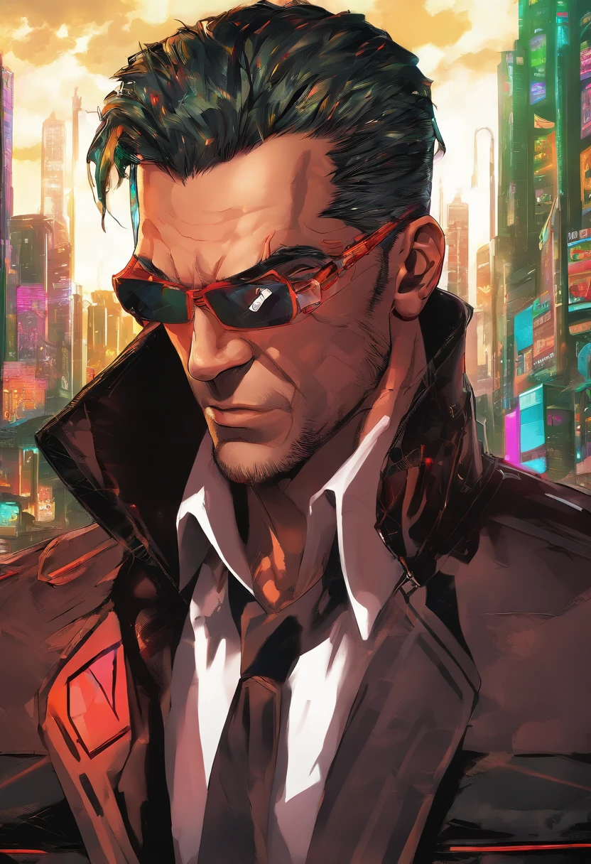Generate a realistic portrait of a middle-aged man with a commanding presence, his face slightly annoying yet exuding confidence. He should be facing forward, with a furrowed brow and a knowing, wry smile that suggests experience and a no-nonsense attitude. His eyes, intense and focused, should hold the viewer’s gaze, portraying a man whose persuasive power comes from a life of practicality and resilience. His features are sharp, his jaw set in determination, and his overall expression is one that conveys a persuasive authority without being overly aggressive