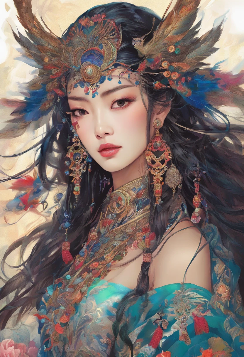 (((Masterpiece))), (((Best quality: 1.4))), ((Super detail: 1.4)) , Ultrafine gouache of Teflulin for men, Oriental costumes,Wuxia,Ogre, , Ultra-detailed facial features, Expressive face, Detailed textures, Long hair, Tattoos, Natural skin shader, 超高分辨率