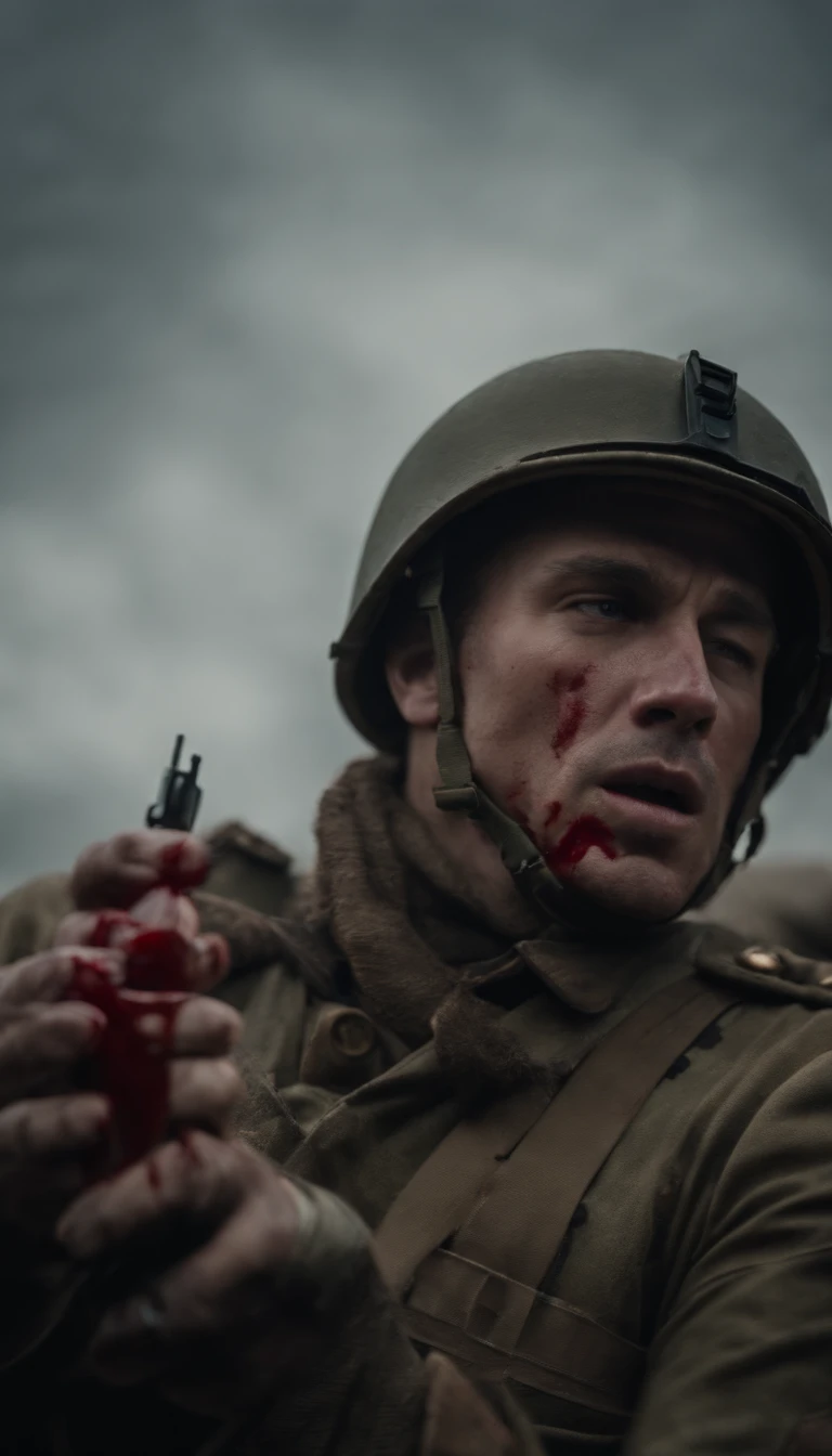 Soldiers shedding blood in war