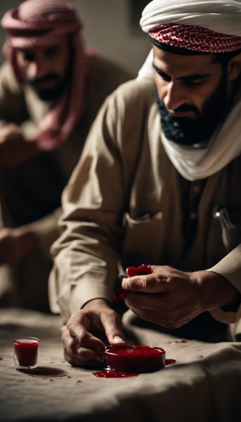 Middle Eastern citizens shedding blood in war