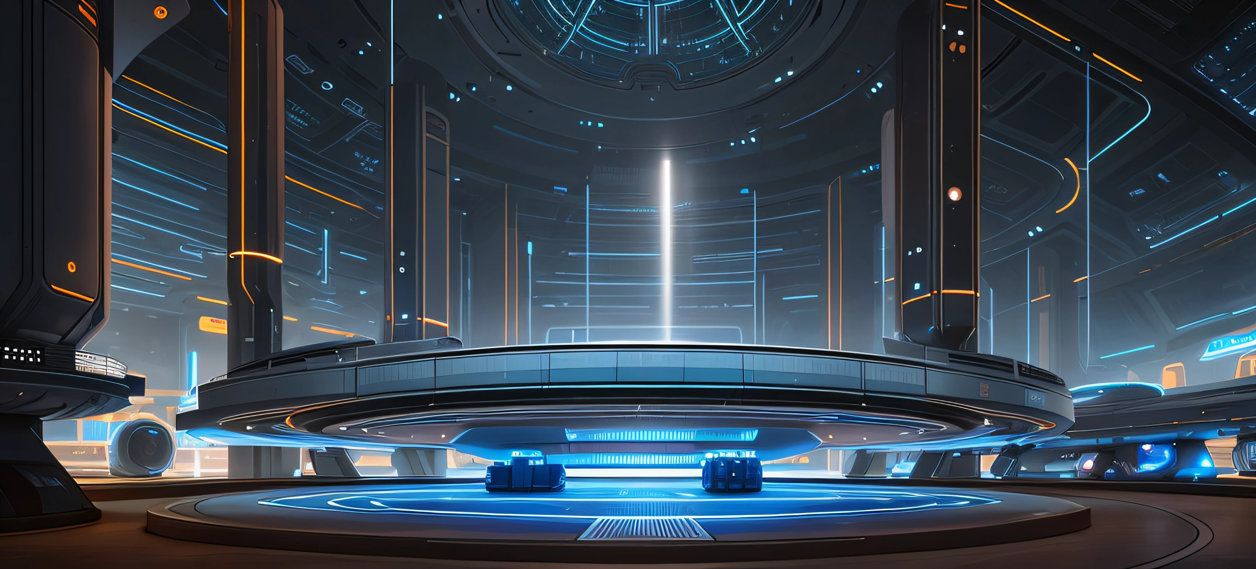 There is a futuristic room with a circular table and chairs, fundo da arena, fundo cyberpunk do quarto, Futuristic setting, background space station, base futurista, Detailed science fiction backgrounds - fi, em uma arena futurista, futuristic lab, space station interior, Fundo do corredor da nave espacial, Ambiente SciFi, fundo scifi, hangar de naves espaciais, futuristic environment, futuristic production facility, SCI - Ambiente FI, arte de fundo interior