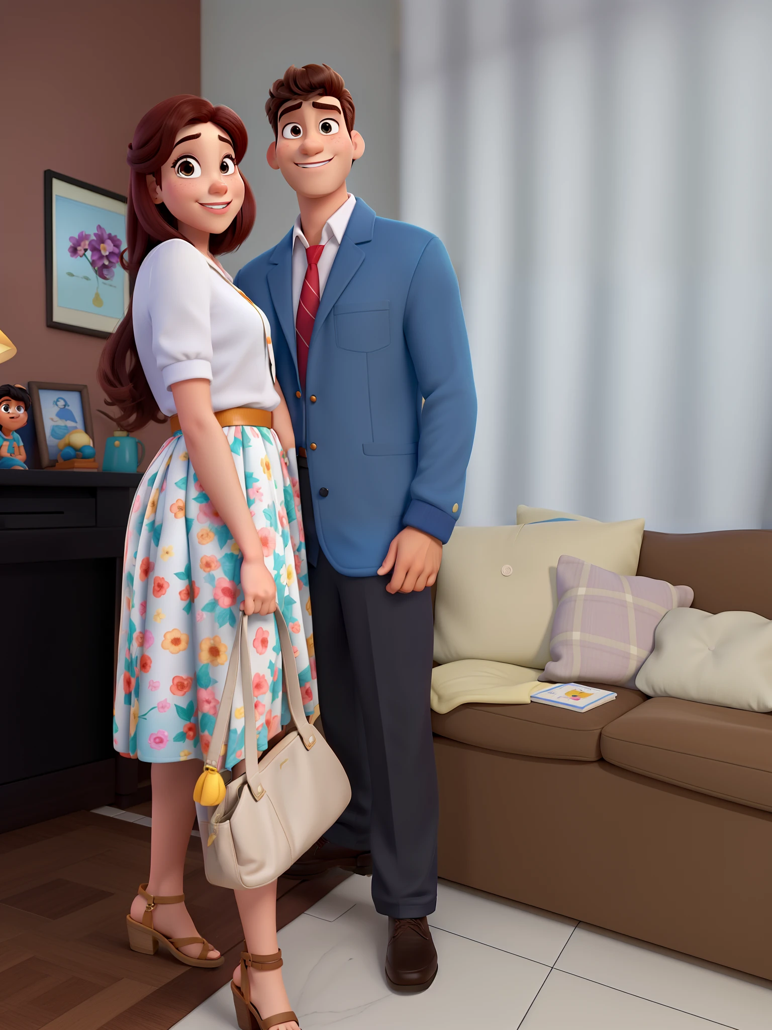 casal homem e mulher no estilo Disney Pixar, alta qualidade, melhor qualidade