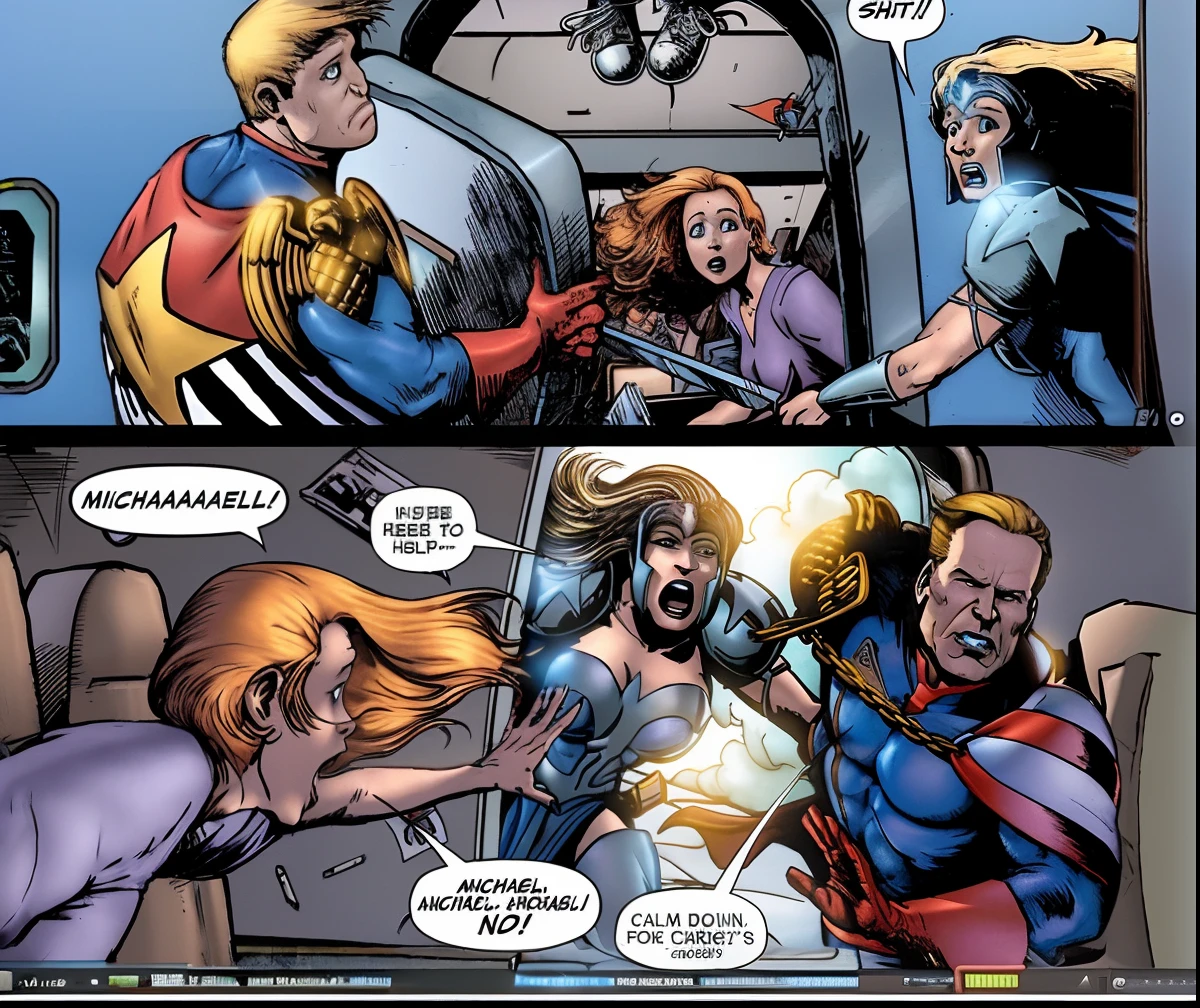 Elasta girl getting pulled on by Stretch Armstrong and Mr. Fantastic