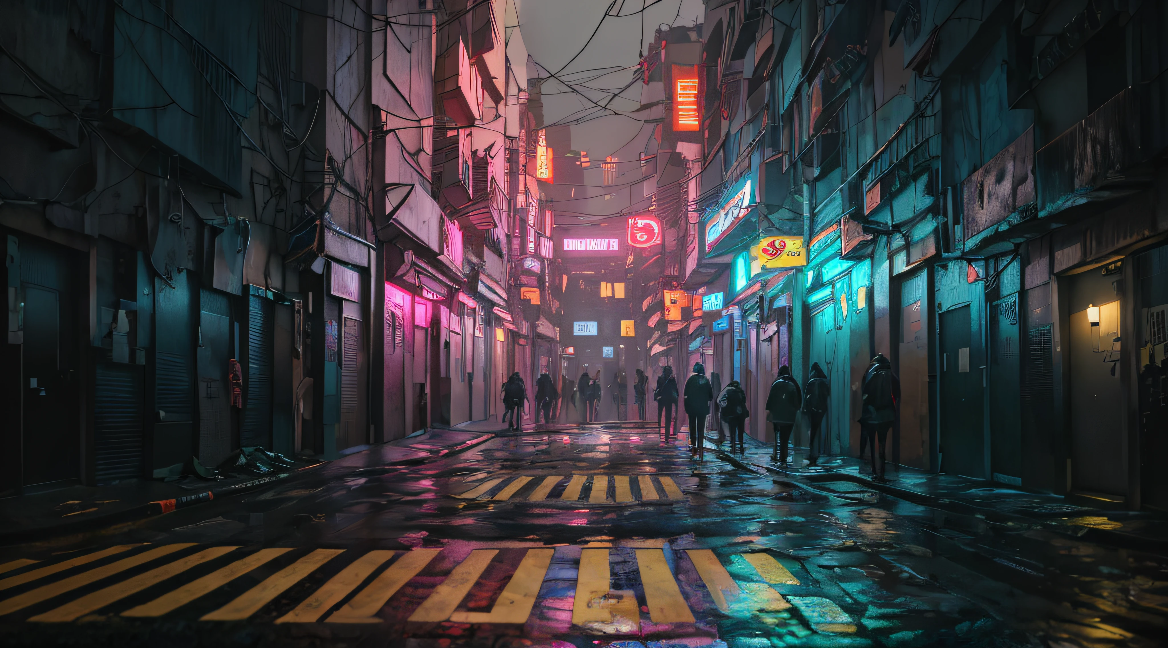 There's a car coming down the street in the rain, Rua Cyberpunk, rua da cidade cyberpunk, Cidade Cyberpunk Chuvosa, cyberpunk 8 mil, em cyberpunk city, atmosfera cyberpunk, cidade cyberpunk hiper realista, rua noturna cyberpunk, estilo cyberpunk hiper-realista, Cyberpunk aesthetics, cyberpunk streets at night, neon rainy cyberpunk setting, aesthetic cyberpunk, cyberpunk street at night, fundo da rua da cidade cyberpunk
