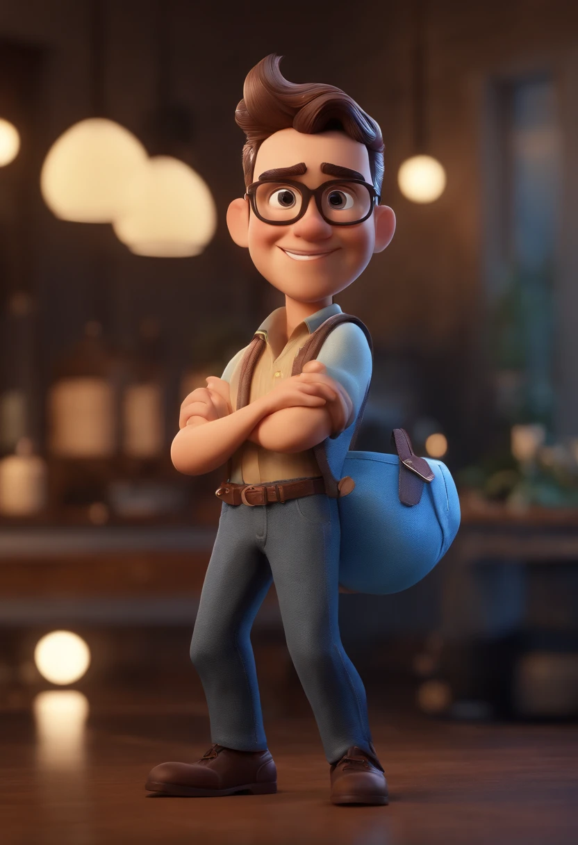 personagem dos desenhos animados de um homem com cabelo amarrado com um coque uma camisa azul, animation character, Caractere estilizado, animation style rendering, 3D estilizado, Arnold Maya render, 3 d render stylized, toon render keyshot, Personagem 3D, Personagem 3D, 3d rendering stylized, 3 d character render, personagem de desenho animado, Personagem de close up, Pose de personagem, (Estilo Pixar) (master part:1.2) (Bokeh) (best quality) (pele detalhada) (textura detalhada) (8k) (argila) (Cinematic lighting) (foco nítido