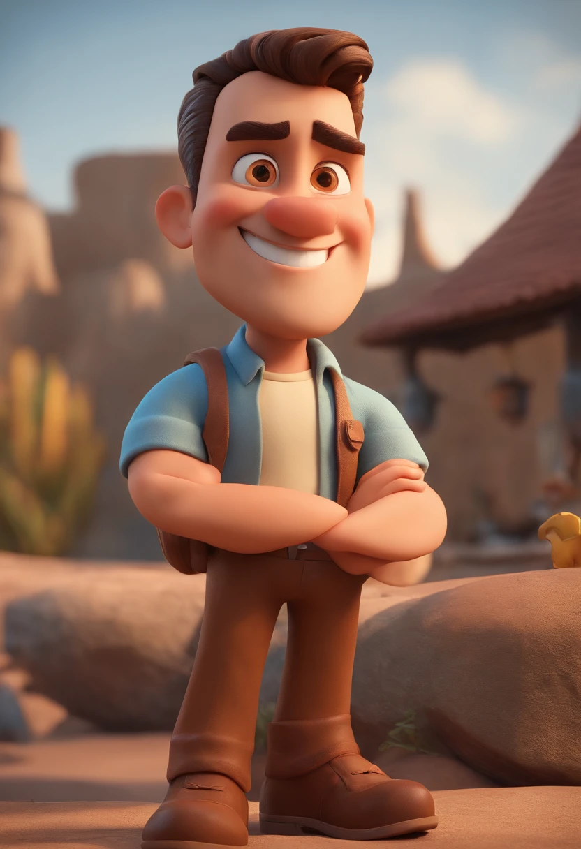 Personagem de desenho animado de um homem sem camisa, um personagem animado, Caractere estilizado, animation style rendering, 3D estilizado, Arnold Maya render, 3 d render stylized, toon render keyshot, Personagem 3D, Personagem 3D, 3d rendering stylized, 3 d character render, personagem de desenho animado, Personagem de close up, Pose de personagem, (Estilo Pixar) (master part:1.2) (Bokeh) (best quality) (pele detalhada) (textura detalhada) (8k) (argila) (Cinematic lighting) (foco nítido)