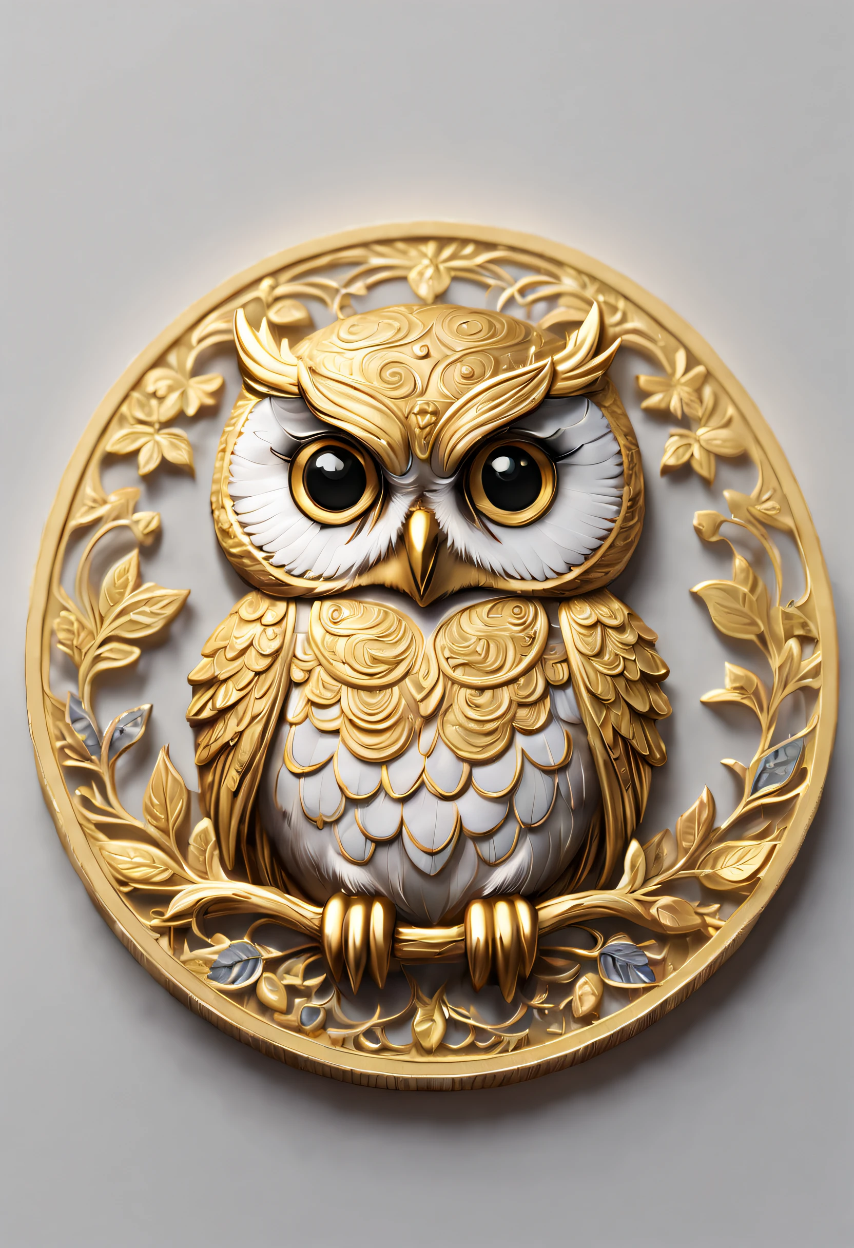 (best quality,ultra-detailed),(adorable,cute,adorable:1.1) ,chubby owl's gold coin, ,(delicate,detailed,fine:1.1) linework,(exquisite,elaborate:1.1) ,adorned with (intricate,ornate) patterns