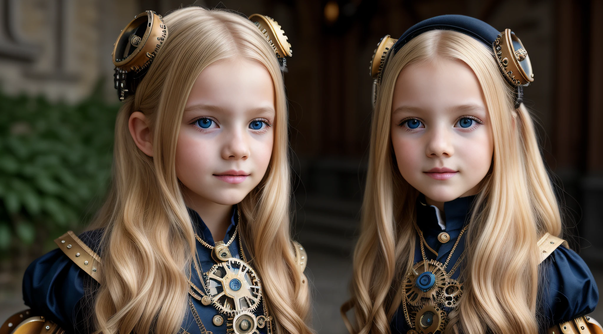 PORtRAIt , cHILD BLONDE LONG HAIR de chapéu , era vitoriana, ((steampunk)), cinematografia, trabalhado, elegante, meticuloso, magnifica, maximum details, extremely hyperaesthetic, intricadamente detalhado