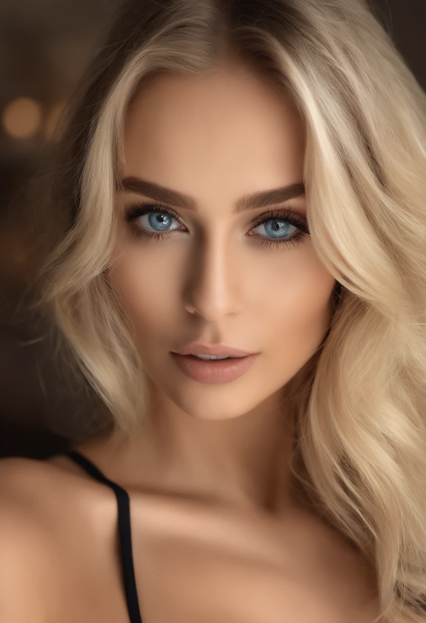 Oman with matching tank top and panties, fille  yeux bleus, Portrait Sophie Mudd, Portrait de Corinna Kopf, cheveux blonds et grands yeux, selfie of a young woman, ohne Maquillage, maquillage naturel, Look directly into the camera, Visage avec Artgram, dezentes Maquillage, Superbe photo du corps entier, dans la chambre, gros seins, Blonde, Latin, huge brest, big blue eyes